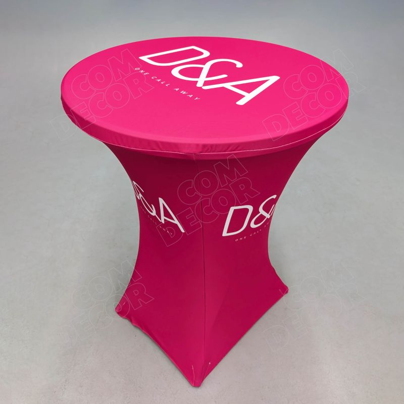 Cocktail table with logos for a promotional event Cocktail table with logos for a promotional event