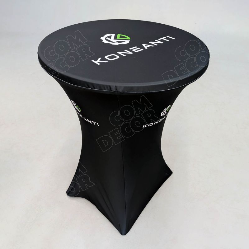 Cocktail table with printed logos Cocktail table with printed logos