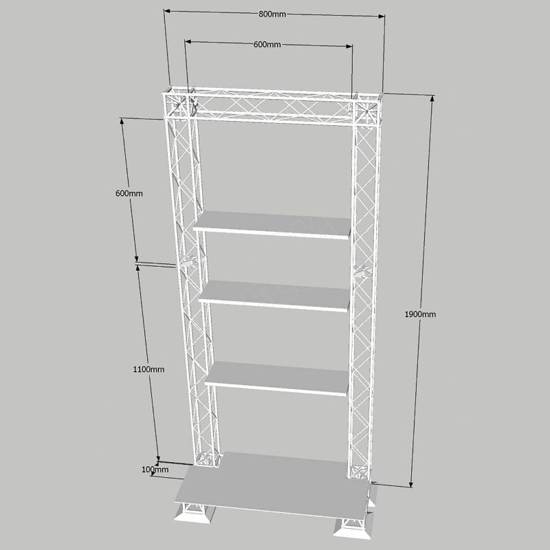 Stand with shelves - X10 truss